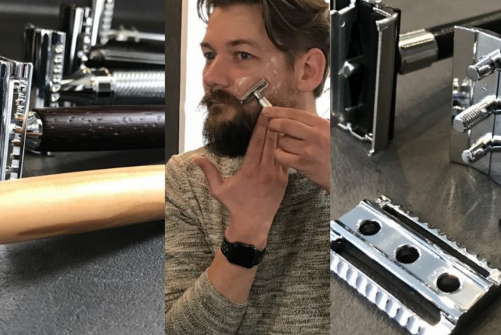 scheren met een safety razor