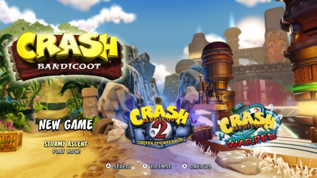 Crash Bandicoot start scherm