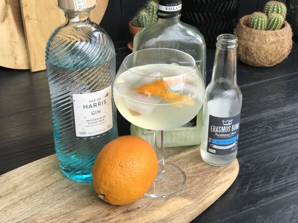 Gin and Tonic met Isle of Harris Gin en Limoncello en sinaasappel 