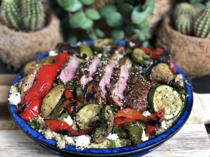 Couscous met gegrilde groenten en Lamskoteletten