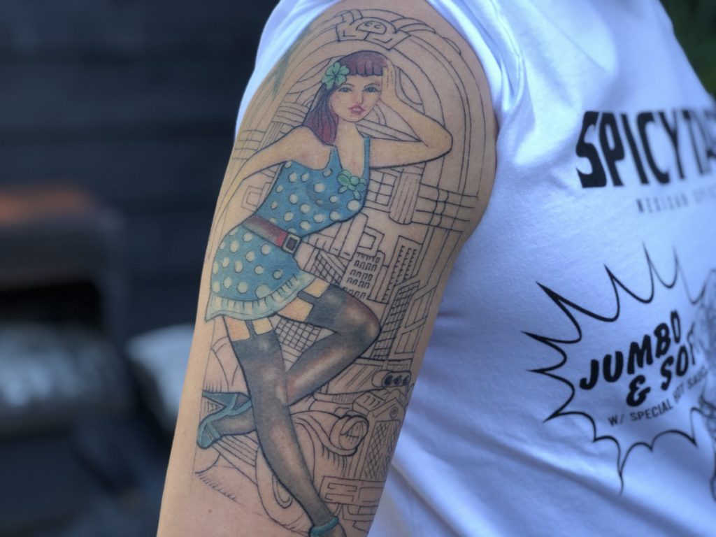 Jan Willem Huffmeijer met Sleeve van een oldschool rockabilly tattoo