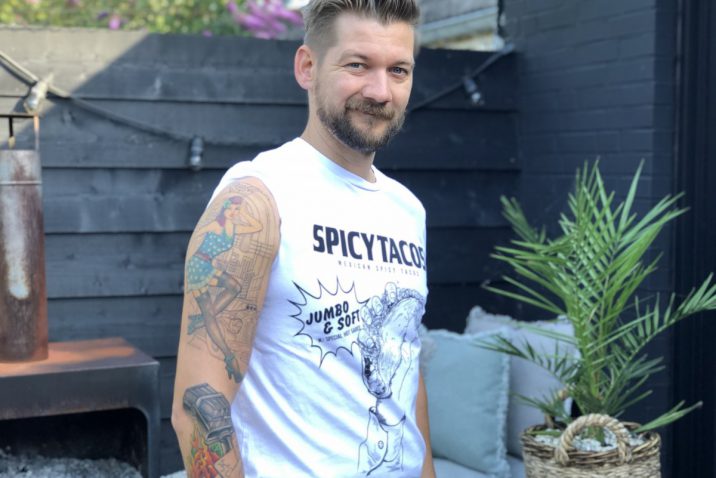 Jan Willem Huffmeijer met Sleeve van een oldschool rockabilly tattoo