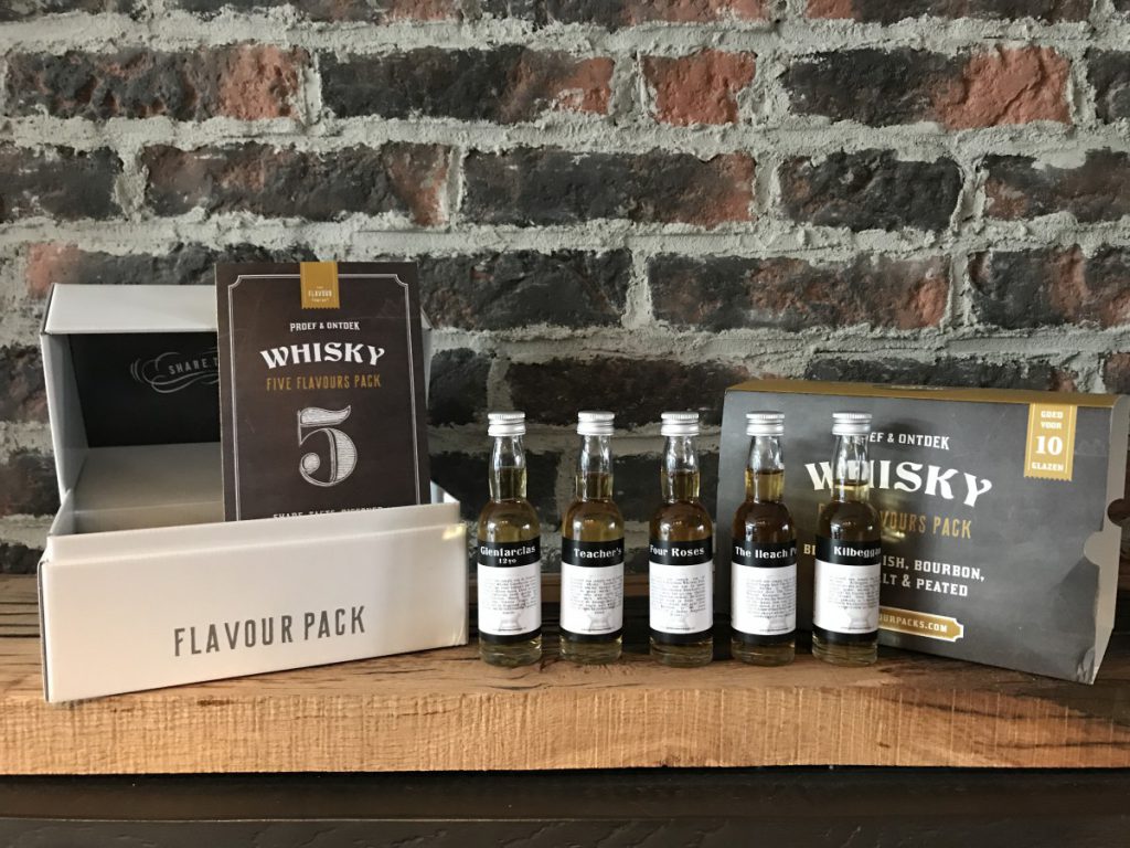 Een thuisproeverij als cadeau met verschillende whisky 