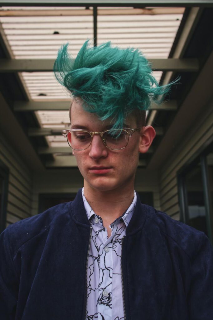 turquoise felgekleurd haar mannen