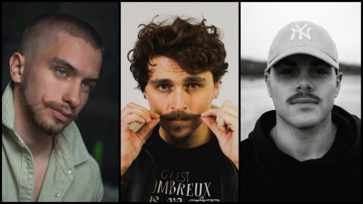Baard en snor trends 2025 op B4men. Drie jonge mannen met toffe snorren