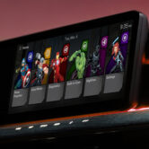 Kia-display met Marvel-superhelden zoals Captain America, Thor, Iron Man, Hulk en Black Widow in het nieuwe interactieve thema, ontwikkeld in samenwerking met Disney.