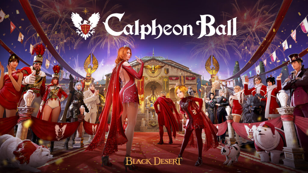 Key art van de Calpheon Ball 2025 met Black Desert personages in ceremoniële setting